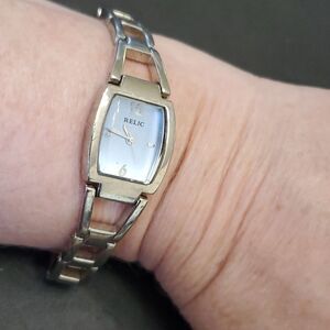 Relic silver tone watch